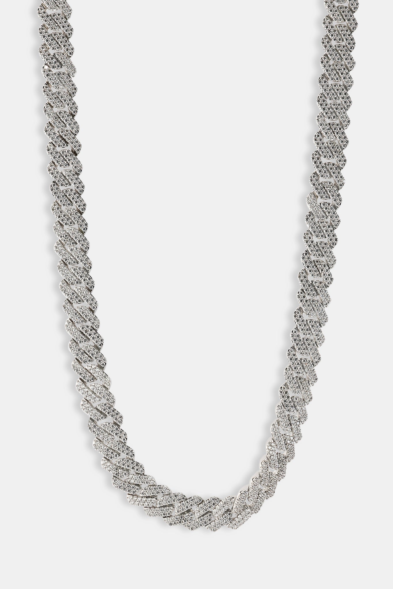 Iced Prong Cuban Chain - 14mm - White